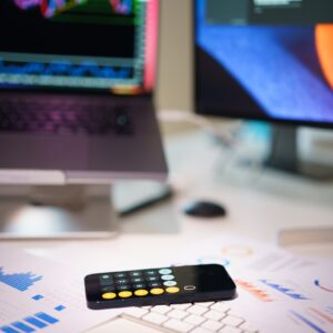 a remote control sitting on top of a desk